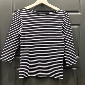 Navy and White Striped Women's Top